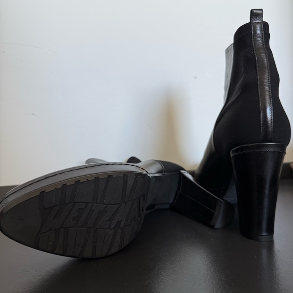 Stuart Weitzman black leather Otherhalf platform heel calf boots - size 9 NWT - Picture 7 of 7